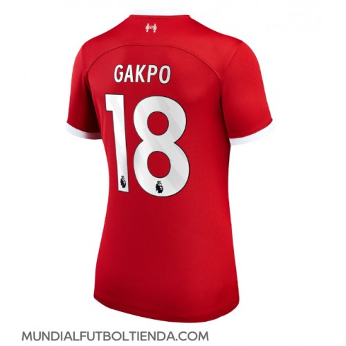 Camiseta Liverpool Cody Gakpo #18 Primera Equipación Replica 2023-24 para mujer mangas cortas